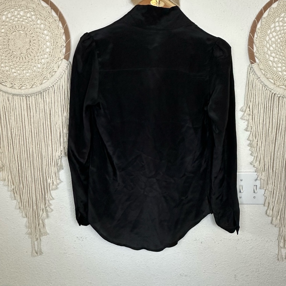 Pink martini black silk tie v neck detail blouse XS - Picture 4 of 6
